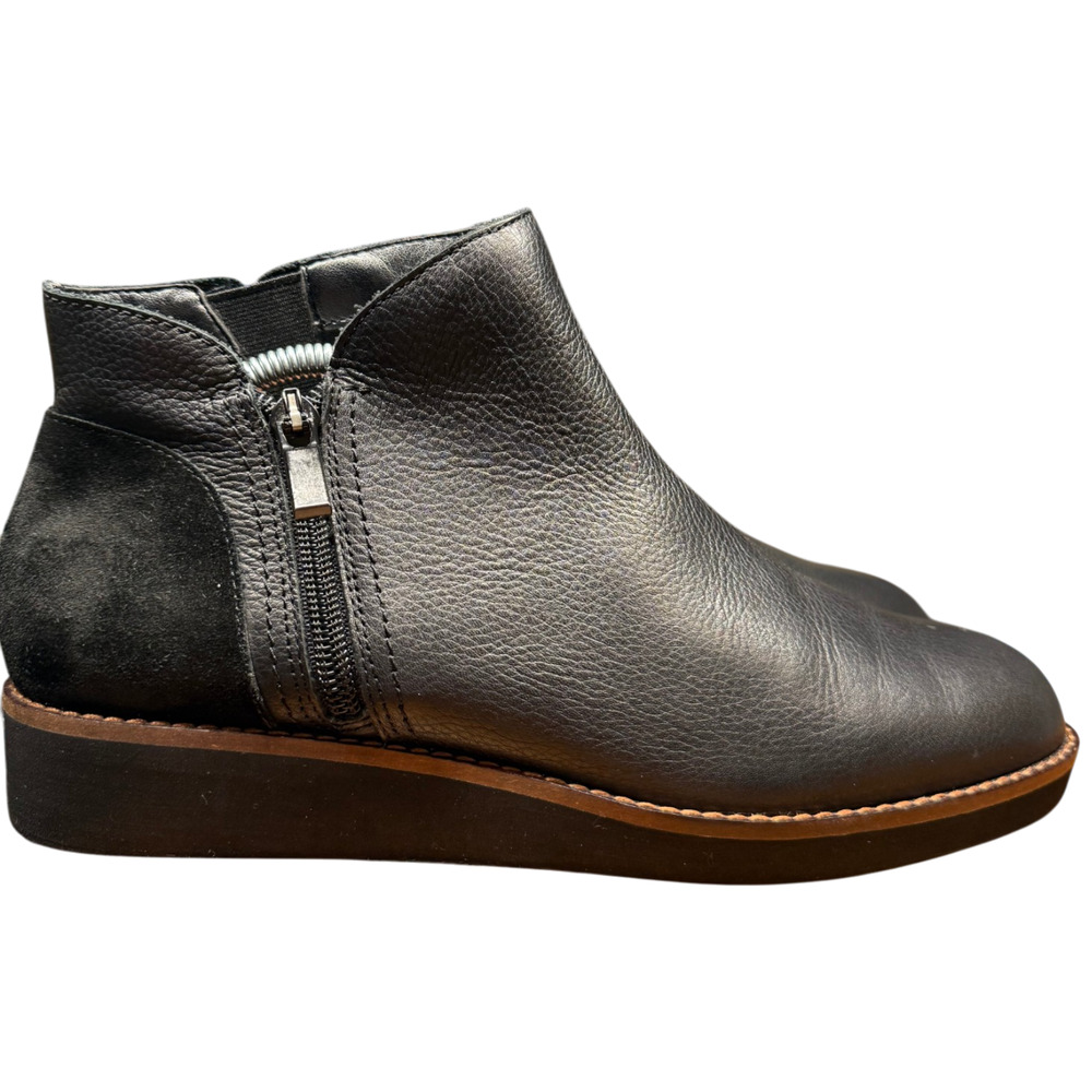 SOFTWALK Wesley Women 7.5M Black Leather Suede Ankle Boots Inside Asymmetric Zip - Picture 4 of 13